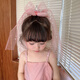 Fat Donglai's same style children's veil girl Elsa princess skirt headdress flower girl baby birthday dress Elsa hair accessories beige five-star crown yarn length 55cm, clip length 6c