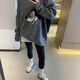 Gtyuwvg Companion doxi dongguan dalang suéter de estilo flojo de estilo flojo para mujeres 2024 Invierno Versión coreana New Corean Gray Donald Duck Y9855 One Size M