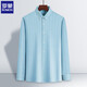 ROMON long-sleeved shirt men business casual middle-aged striped men pure cotton shirt no iron men's top 9203 blue color strip L