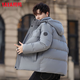 Duck -duck down jacket Men's thickened short winter jacket Men's hooded cold winter clothing business casual men's clothing black XL