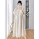 Geman maternity dress summer loose large-size top covering belly summer skirt puff sleeve maternity dress summer skirt off white skirt (recommended 120-140 Jin [Jin equals 0.5 kg])
