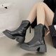 Dans les bottes à talons épais miroises et épaisses pour les petites bottes Martin de printemps pour femmes nouvelles bottes simples bottes Chelsea Boots fines françaises noir 38