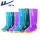 Pull-back rain boots for women, fashionable outdoor rain boots, waterproof rain boots, water shoes, wear-resistant rubber shoes 6813, dark green high tube 37