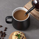 Dining General Ceramic Mug with Spoon and Cover Coffee Cup Martin Cup Couple Cup Milk Cup Breakfast Cup Black