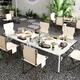 
BEYZK stainless steel folding table dining table household square dining table square low table outdoor portable folding table stall table round table 14072 unopened hole