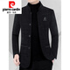 皮尔卡丹（pierre cardin）男装呢夹克秋冬新款立领外套爸爸装加绒加厚上衣 黑色6211FL M 170