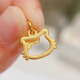 Jingyuelong Pure Gold 999 Hello Kitty Pendant Gold KT Cat Frame Bow Pendant Women's Necklace as a Gift for Girlfriend Gold Light Small Hollow Cat Approximately 0.23-0.28g+S925 Necklace