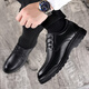Happy Event Lederschuhe für Männer vielseitige Schnür-up-Geschäft formelle Freizeitschuhe Leichte runde Zehen Daddy Schuhe 6627 Schwarze Single-Layer 38