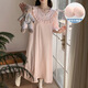 S.Sofea Cloud Cotton Nachthemd mit Brustkissen dünne kurze Ärmel süßer Prinzessinstil für Outdoor -Kleidung 6630z# Pink 175 L