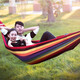 Suncojia outdoor hammock swing widened and thickened wooden pole anti-rollover double hammock dormitory hammock 2 meters * 1.5 meters