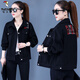 Woodpecker Black Denim Clothing 2025 Spring New Denim Jacket Women Korean Style Loose Slim Short Jacket Women's Top Fashion 9904# Front and Back Children's Embroidery S Recommended 80--100Jin Jin is equal to 0.5 kg