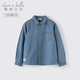 DAVE&BELLA children's long-sleeved tops boys' denim shirts medium and large children's clothes spring new children's clothing little boy's shirt denim blue ready stock 110 cm (recommended height 100-110cm)