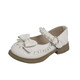 Children's Leather Shoes 2025 Spring and Autumn New Girls Korean Style Soft Sole Princess Shoes Baby Girls Bows Off-White 34/Inner Length 20.1cm
