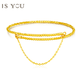 IS YOU Gold Dishes Gold Bead Bracelet for Women Broken Gold 999 Foot Gold Bracelet for Birthday Valentine's Day Gift for Girlfriend and Wife Foot Gold Dishes Bracelet + Brand Gift Box Gold Heavy About 2.7g