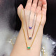 Lierui light luxury exquisite super flash noble emerald tanzanite clavicle chain necklace 925 silver inlaid with gemstones white gold inlaid with tanzanite