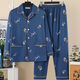 Catren Pure Cotton Viersaison Viersaison Herren-Langarm-Pyjama-Hauskleidung langärmlige 826 Blue L für 95-130 Jin [Jin ist 0,5 kg]