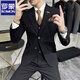 ROMON high-end commuter large size suit men's business casual suit Korean version slim suit wedding groom three-piece suit dark gray suit + trousers 2XL 135-145Jin Jin equals 0.5 kg