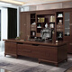 Cossenger walnut solid wood boss desk office desk new Chinese desk combination bedroom computer simple office desk writing table 2.0 meter boss desk + double side cabinet + chair + 6 door bookcase