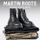Huili Martin Boots Herren Sommer 2025 Neue heiße High-Top-Stiefel Herren-Briten-Stil schwarze Lederstiefel Schwarz 44