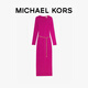 MICHAEL KORS迈克高仕 MK 女士开叉长款连衣裙 含链条腰带 洋红色 684 XS