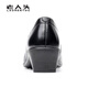 Old man's head (LAORENTOU) women's shoes thick heels plain commuting shoes shallow mouth round toe hood single shoes mother's shoes LB13553 black 37