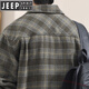 JEEP SPIRIT High Street Trend Heavy Thick Plaid Shirt Jacket Men's Autumn and Winter Long Sleeve Jacket Plus Velvet Men's Shirt 815 Brown Style Plus Velvet XL Recommended Weight 140-160