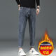 Pantalones de hombres cortos de Dangermo Jeans Autumn and Winter Style Men's Nine-Point Plus Velvet engrosado de la versión coreana de la versión coreana Versátil 9901 Blue Plus Velvet 31