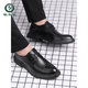 
Woodpecker leather shoes men's Korean style business spring and summer casual breathable British odor-proof inner height-enhancing formal wear wedding groom shoes black 9928 44