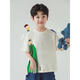 
Youyou Boys Summer New Cartoon Short Sleeve Round Neck T-shirt 2024 New Loose Contrast Smiling Children's Top Beige Red Block N4855 100cm