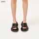 
SMFK pre-sale WAVE high-heeled sports slippers SL002B1 thick sole height-enhanced fashionable one-fold flip-flops 9.5cm Jiang Peiyao same style wilderness black one size larger 37