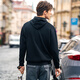 
Mr. Bu Bu webbing hooded sweatshirt for men 2025 spring and autumn letter pattern design loose top KT15738 graphite black 3XL (190)