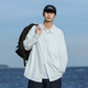 Dingfengbaoluo Japanese solid color simple long-sleeved shirt men's spring and autumn casual layered high-end lapel jacket DFC02 white 4XL