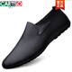 
CARTELO casual men's shoes genuine leather soft sole single-layer leather shoes for men 2025 spring and summer new breathable bean shoes for men new products Black 7028 41 standard leather shoes size