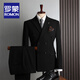 ROMON striped suit suit men's high-end double-breasted business casual small suit three-piece groom's wedding dress SJT9962 navy blue (suit + vest + pants) 2XL size
