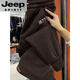 JEEP SPIRIT吉普卫裤大码秋冬刺绣哈伦加绒裤男女情侣宽松显瘦束脚加肥加大运 藏青色 3XL 150-170斤