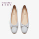 
Lairsdan Spring New Elegant Bow Ballet Flat Heel Flat Sole Women's Shoes Round toe Leather Single Shoes 5M15602 Grey GYK 37