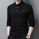 SEPTWOLVES 2025 spring long-sleeved T-shirt men's pure cotton polo shirt solid color young and middle-aged business casual loose large size bottoming black L 170/84A