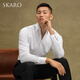 SKARO【雷总同款 免烫无痕】一片领衬衫男士商务休闲长袖白色衬衣 白色SKE1193（一片领）_雷军同款 42