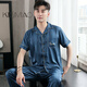KESIMIAO轻奢品牌冰丝短袖睡衣男2025夏季长裤仿真丝绸青年薄款家居服套装 M5009短/裤款 2XL (150斤-175斤)