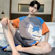 侨茼男士睡衣夏季纯棉短袖2025新款薄款青少年学生卡通大码家居服套装 B 1343（纯棉面料） L 170CM建议体重110-125