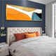 Huaixue Arte abstracto Bedside Backside Decoración de la pared Decoración del hotel Hotel Hotel Hotel Pintura colgante simple Mural Mural JD17081 120*30 cm [Adecuado para camas con ancho 1.2-1.5 metros] Textura de lienzo de aluminio Marco de aleación de aluminio negro
