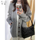 Keyin Casual Hosen Frauenanzug 2025 Frühling neuer Stil kleiner fauler Stil Strickpullover Weitbein Hosen 3882 grauer Pullover m
