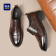Heilan House business casual leather shoes for men breathable cowhide formal derby shoes for men HAAPXM1EBA068 brown 40