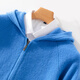 Hengyuanxiang Men's Wool Sweater Hooded Cardigan Solid Color Casual Sweater Hoodie Long Sleeve Zipper Plush Jacket Knitted Jacket Style Blue 3XL