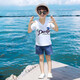 A 21 FUNB family portrait parent-child summer clothes for a family of three, mother and child, beach T-shirt, mother and daughter culottes suit, beach style, mom XL (recommended weight 115-130 Jin Jin equals 0.5 kg)