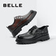 Belle men's shoes commuting business leather shoes pleated cowhide leather comfortable thick sole formal shoes A1422AM4 [pre-sale] black - single 42 (260mm)