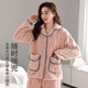 
New step (XINYIBU) Coral velvet pajamas for women in autumn and winter plus velvet thickened warm island velvet flannel home clothing set S3886 light pink-flannel M