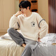 Moszhen autumn and winter coral velvet couple pajamas men's cartoon thickened velvet can be worn outside young women's round neck home clothes YSD663 female XL size (recommended 120-135Jin Jin is equal to 0.5 kg)