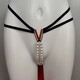 T-string Sexy Penis Pearl Massage Hollow Japanese Style Men's Seamless Lace Butt Lifting Panties Women's Sexy Red One Size