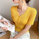 Hengyuanxiang (HYX) 2025 Nuevo suéter de seda de hielo Base de cuello en V suelta Camiseta roja de manga corta de manga corta Ins torturada camiseta de verano 9923# White M [sugerido 95-105Jin [Jin iguala 0.5 kg]]